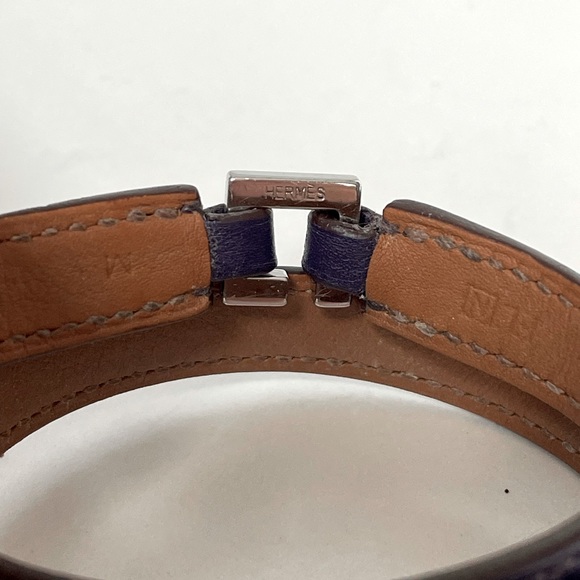 HERMES Rivale Double Tour Bracelet Purple Calfskin Leather - Picture 2 of 4